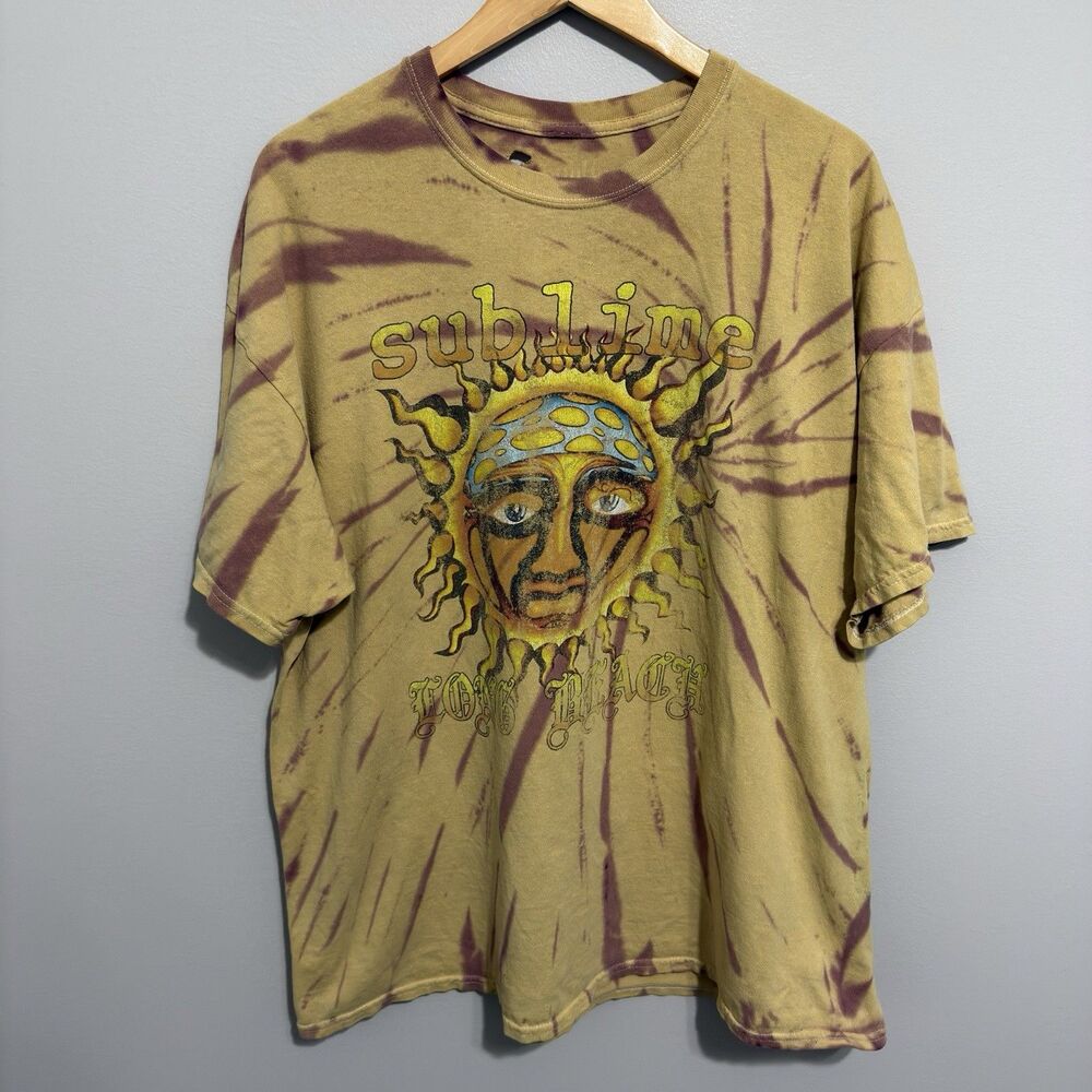 Sublime Short Sleeve Tie Dye Sun Face Graphic T-Shirt Size XL Long Beach
